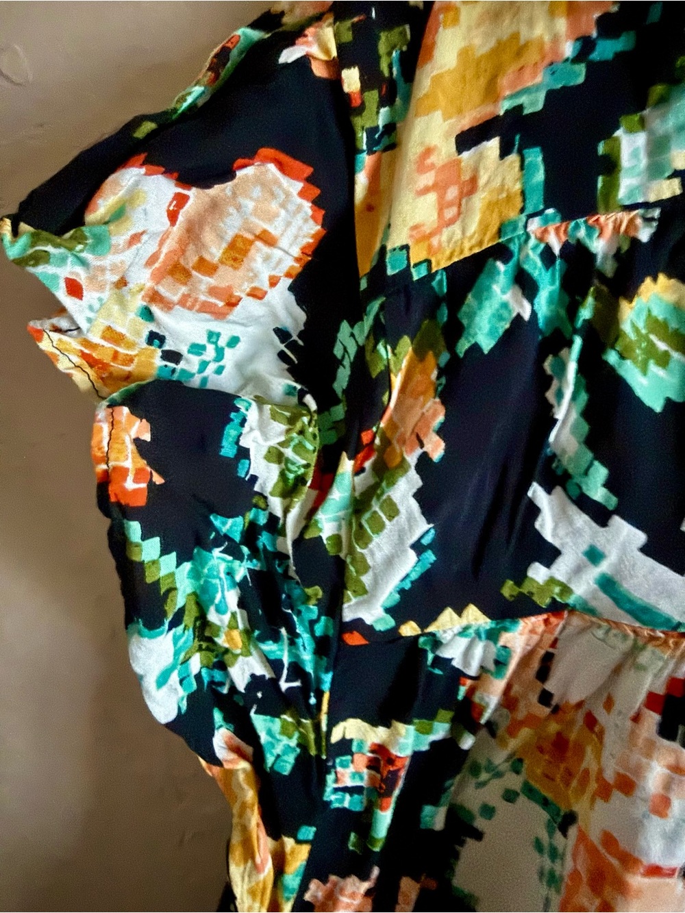 Anthropologie Flutter Sleeve Printed Pajama Dress 1X - Picture 4 of 5